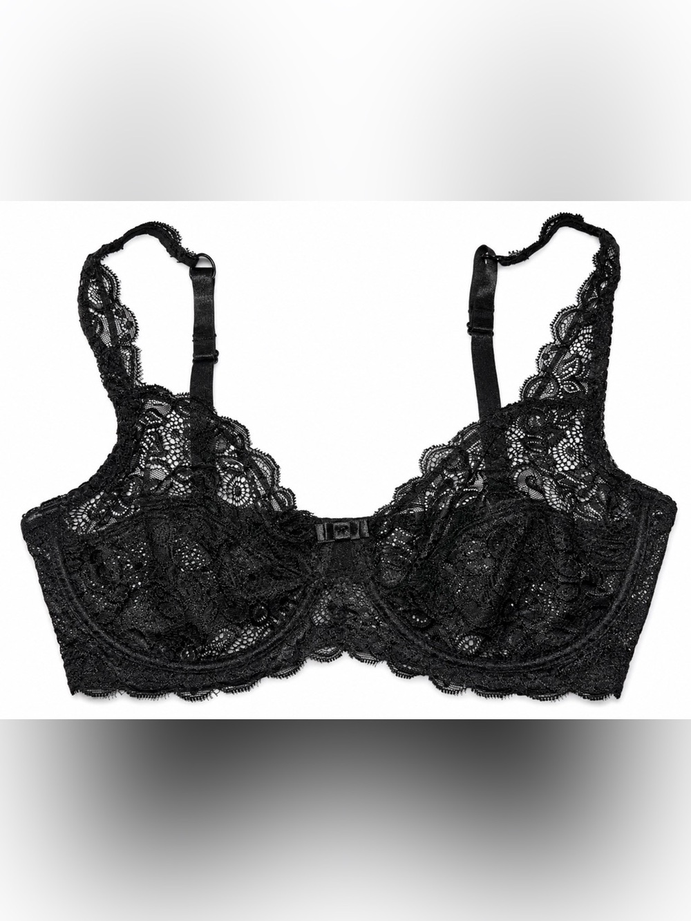 René Rofé Black Lace Underwire Bra NWT 36D